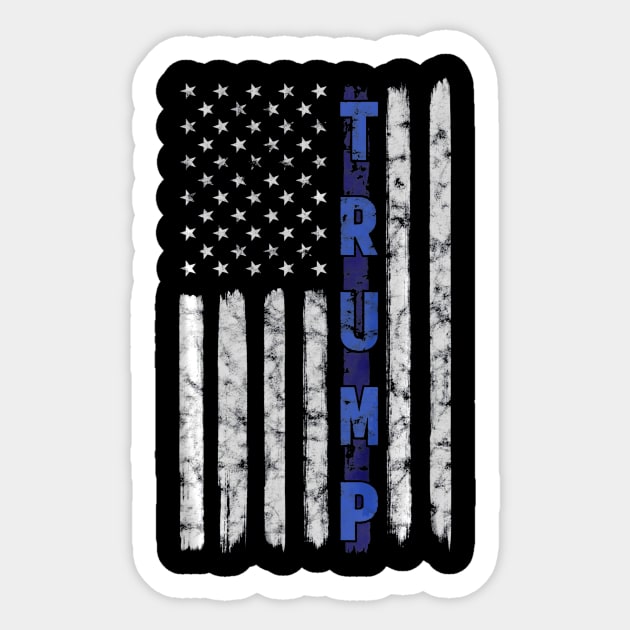 Police Thin Blue Line Trump American Flag USA Sticker by Sinclairmccallsavd